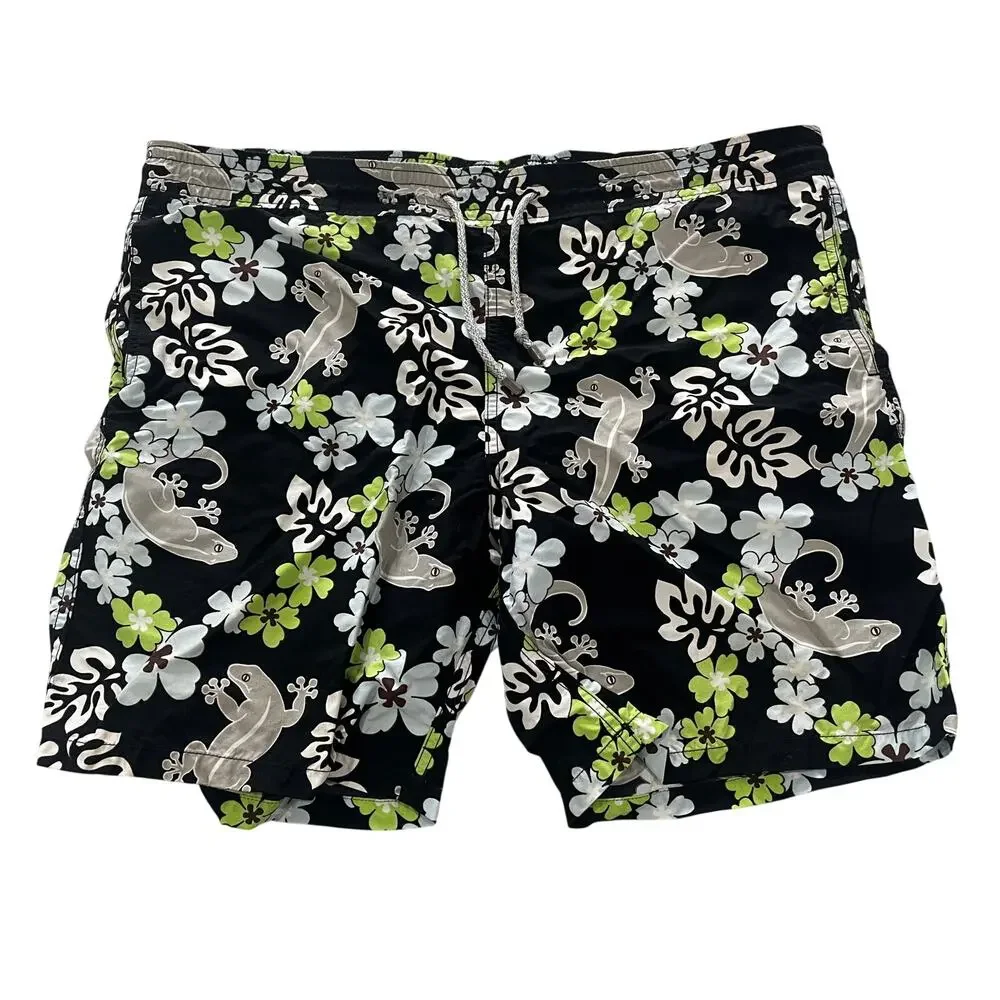 15-70 VILEBREQUIN Men's Swim Trunks Board Shorts Floral Gecko XL